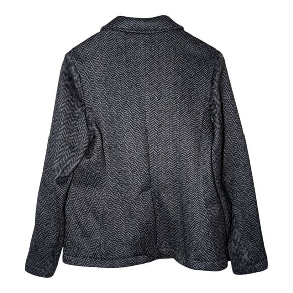 Lands End Sweater Fleece Blazer Womens Medium 10-12 Herringbone Jacket - Picture 2 of 9